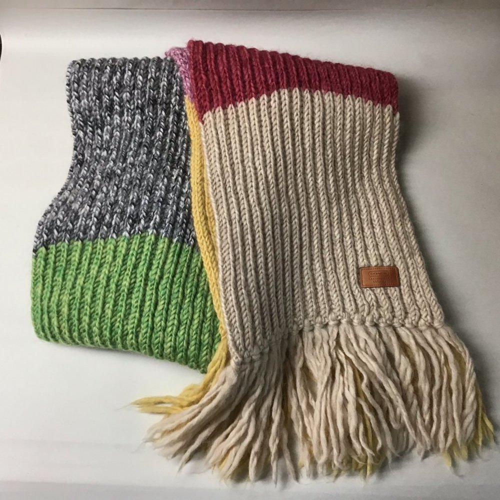 Vintage Coach 100% Wool Knit Scarf Multi Color